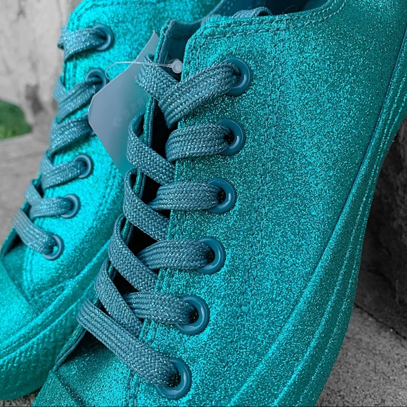 Converse Women’s Glitter- Teal Blue - Picture 3 of 3